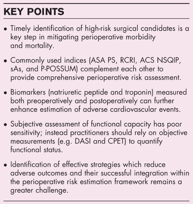 The use of risk stratification tools for perioperative and ...